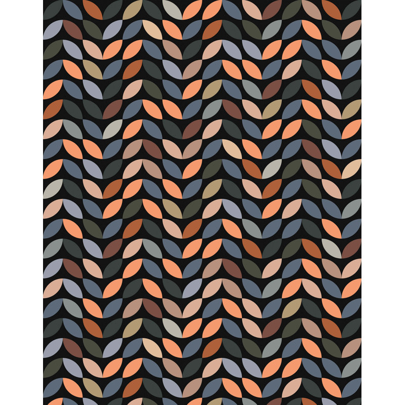7m x 75cm Matte Retro Leaf Wallpaper Roll, Black