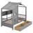 Sieger Wooden House Bed with 2 Drawers with Storage Shelf-1044632752-1044632755