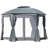 12' X 12' Round Outdoor Gazebo, Patio Dome Gazebo Canopy Shelter With Double Roof, Netting Sidewalls And Curtains, Zippered Doors, Strong Steel Frame