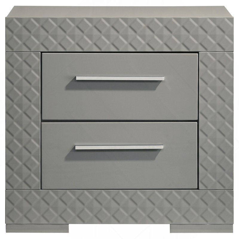 Table de chevet 2 tiroirs Pierce Grey, Gris