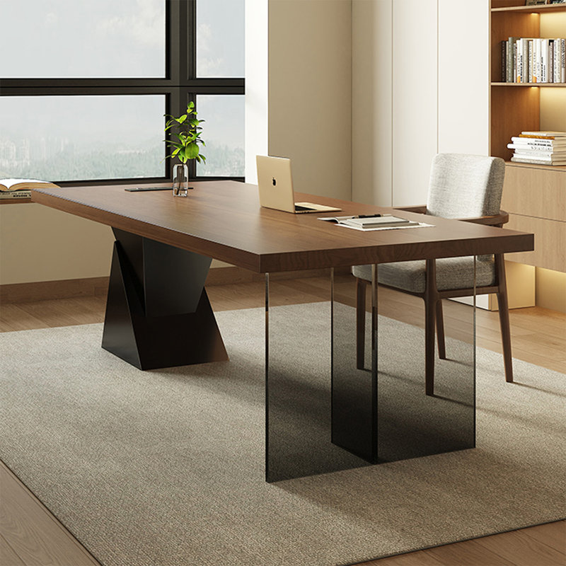 Bureau d'écriture rectangulaire en bois massif brun noisette, H 29,53 po x l 78,74 po x P 31,5 po