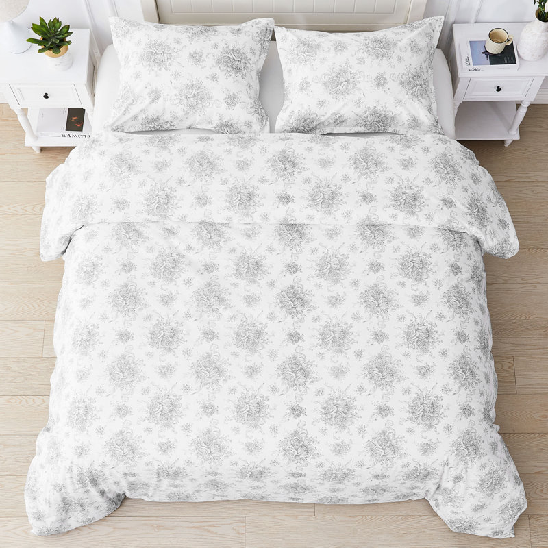 Ensemble de housse de couette Percale, Gris, King Duvet Cover + 2 Pillow Shams