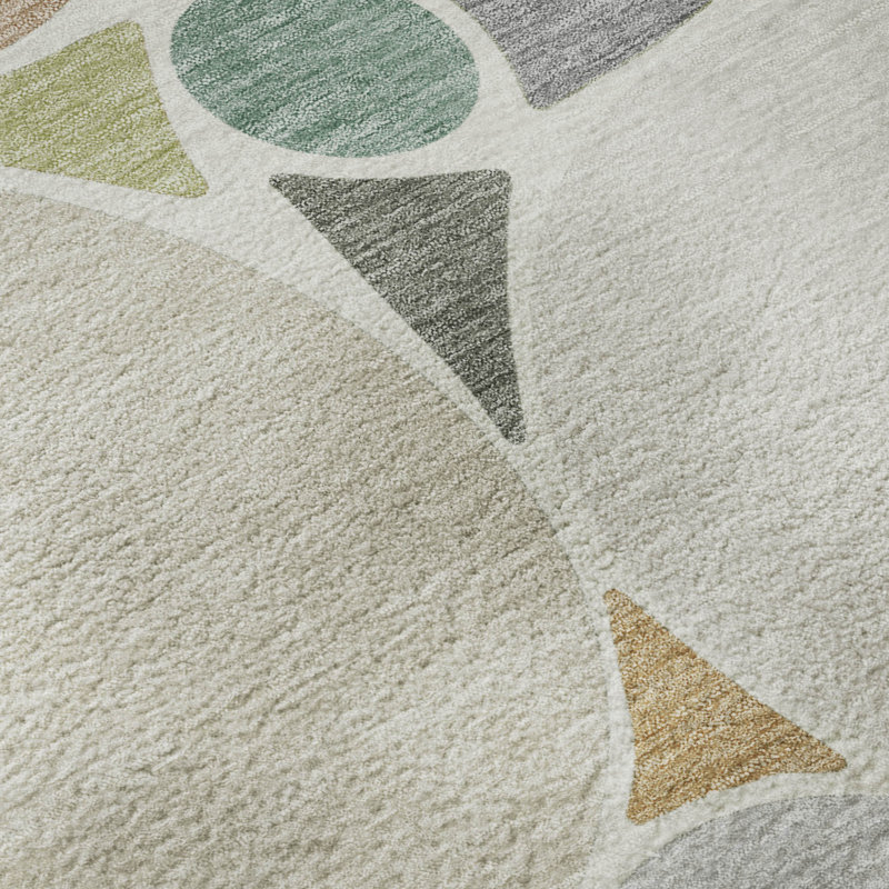Tapis géométrique Premium lavable à la machine Villers, Beige, 9 pi x 12 pi
