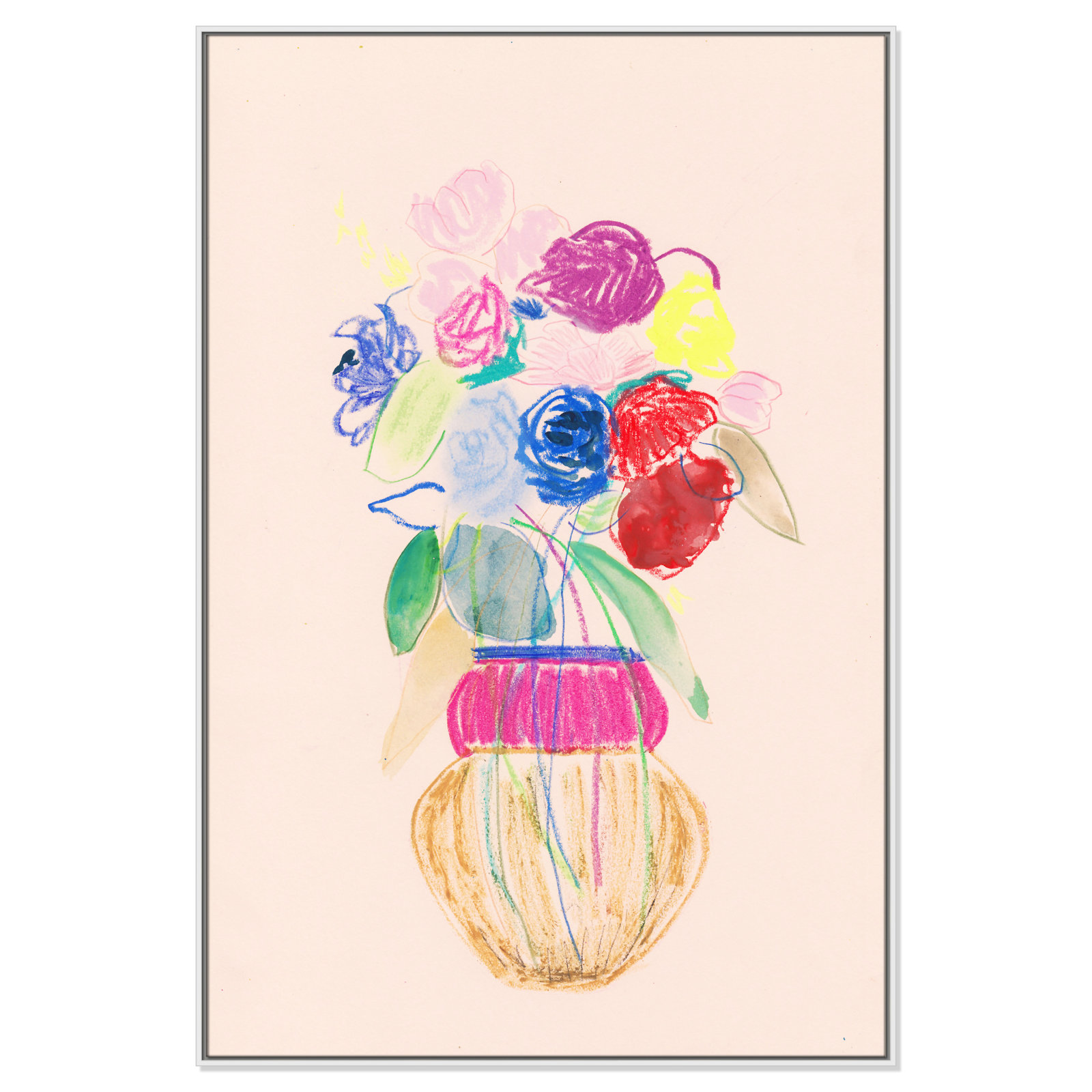 Simple Floral II Print by Bea Dina, No Mat, 61.5" H x 41.5" W x 2" D, White Floater Framed Canvas