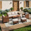 Ensemble de conversation extérieur en résine tressée 4 pièces avec canapé, fauteuils et table basse-515389419