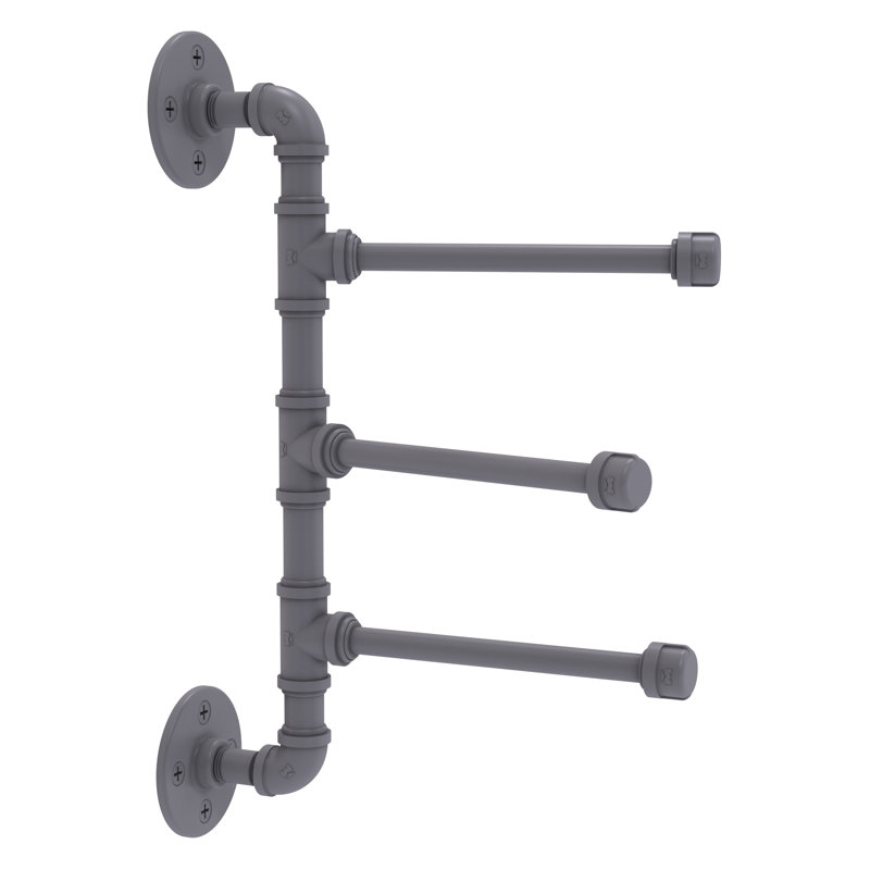Matte Gray Industrial Iron Swing Arm Wall Mounted Towel Bar