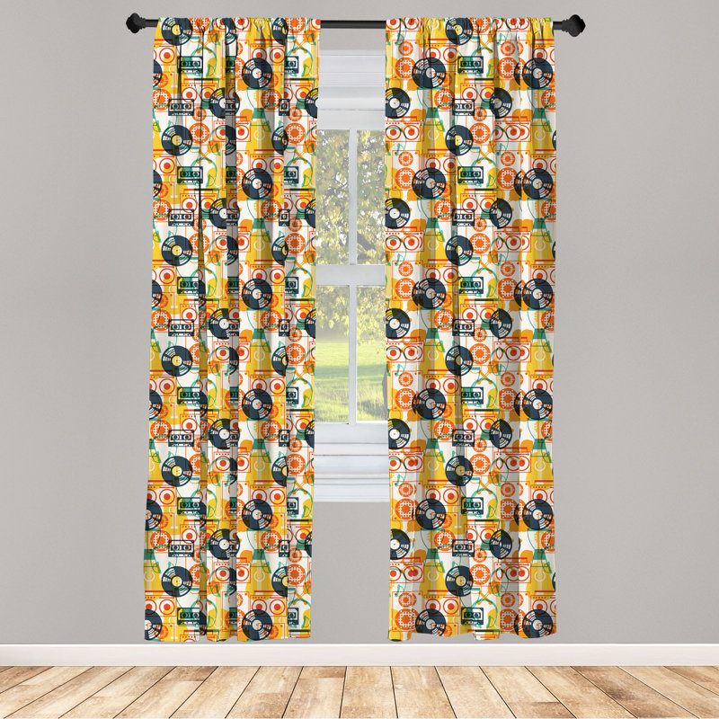 Music Semi-Sheer Rod Pocket Curtain Panels, 28" x 95"