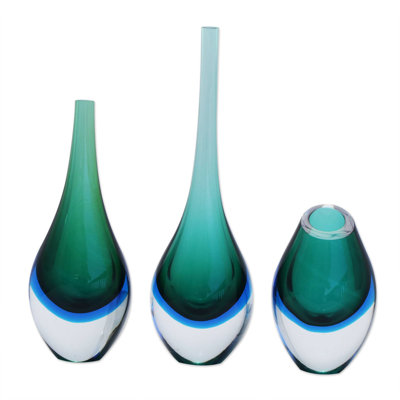 Vase en verre Orren Ellis Wave