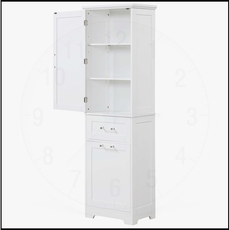 Armoire de salle de bain autoportante polyvalente avec de multiples options de rangement et une fabrication durable, Blanc