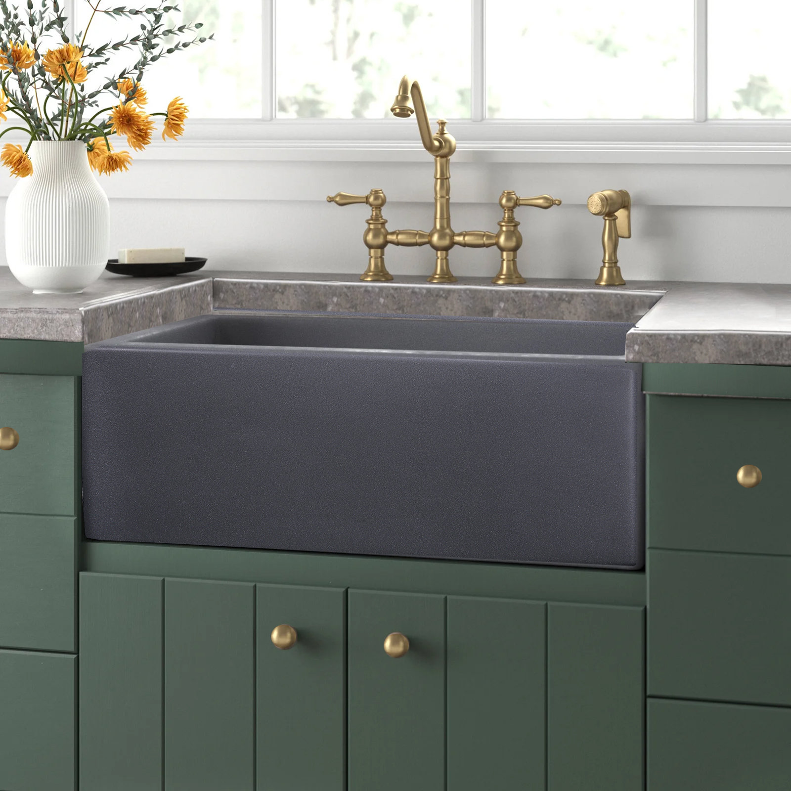 Reinart 30" Farmhouse Kitchen Sink, Gray