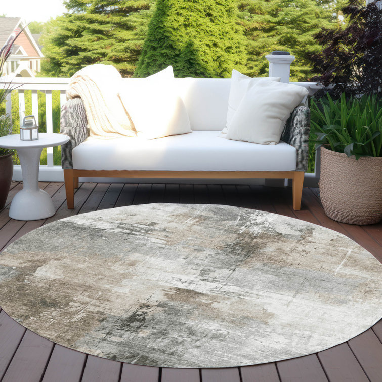 Machine Washable Indoor/Outdoor Cinead ACN1671 Ivory Rug