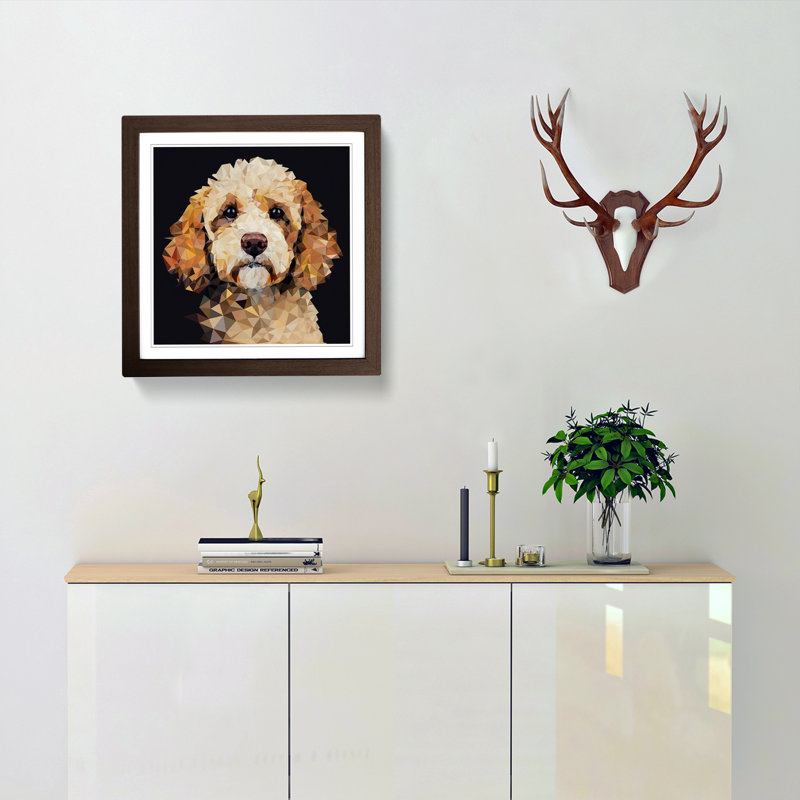 Cockapoo Geometric No.1 - Framed Print, Walnut