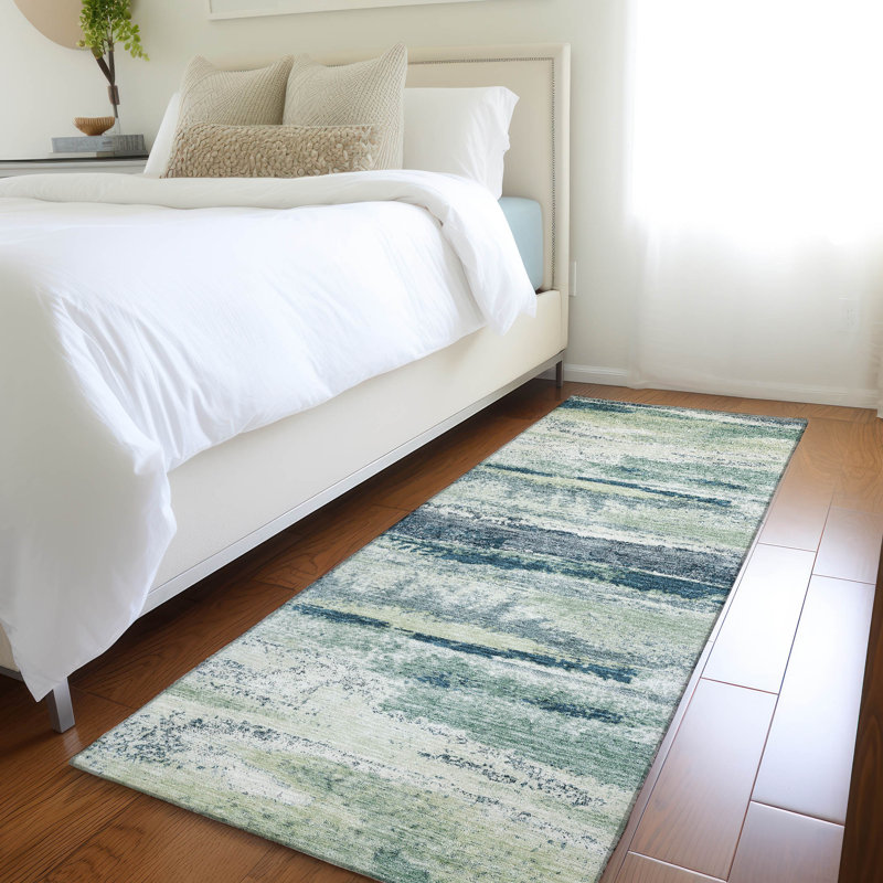 Premium Machine Washable Prisco Mint Rug, Runner 2'3" x 7'6"