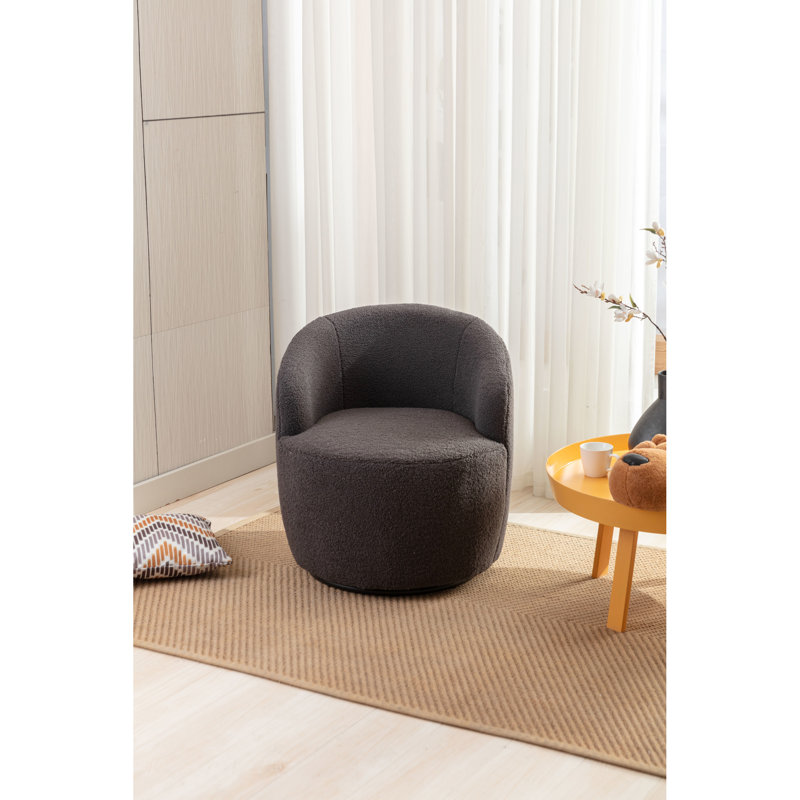 Gris foncé, tissu, fauteuil d'appoint, fonction pivotante, anneau en métal thermolaqué noir, intérieur en mousse