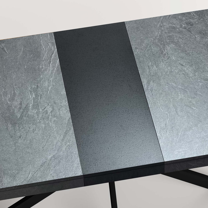 55.11'' - 70.86" Rectangular Stretch Dining Table, Retro Gray/Black