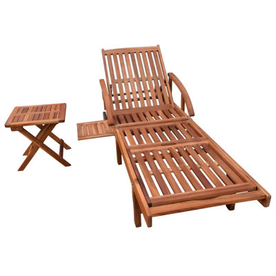 Ensemble de chaises longues d'extérieur pliable en bois d'acacia brun