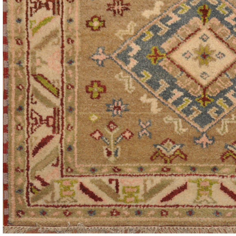 Tapis brun clair en laine noué à la main de conception unique 4 pi x 6 pi Jevon
