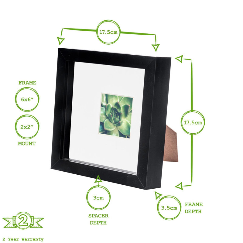 Nicola Spring - 3D Box Photo Frames, 17.5cm H x 17.5cm W x 3.5cm D, White/Ivory