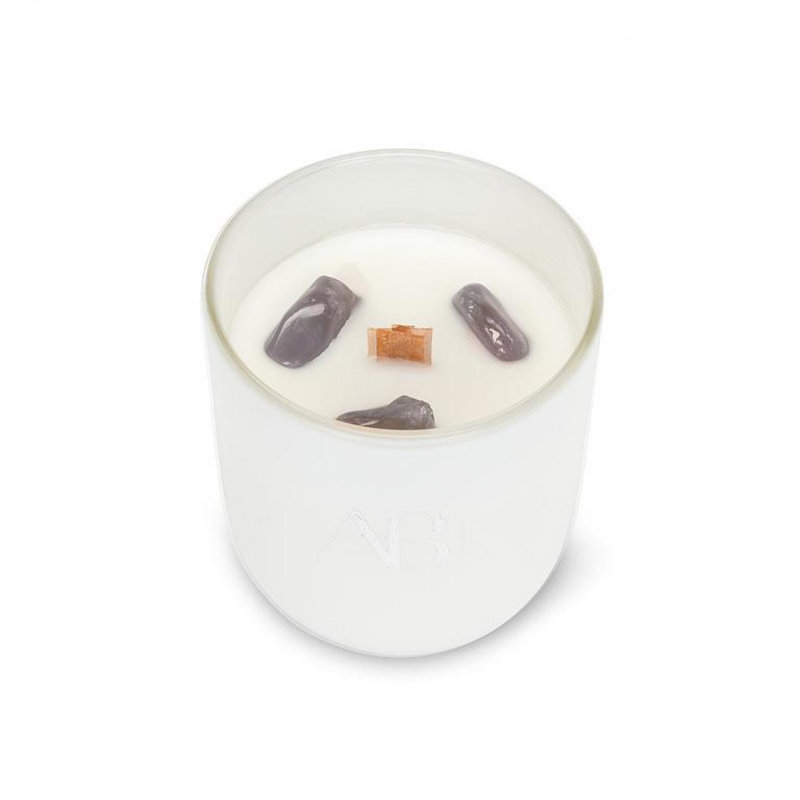 Bougie parfumée en pot avec support en verre, Rose