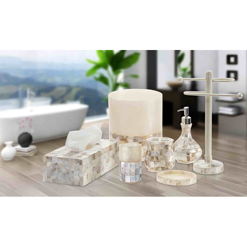Couvre-boîte à mouchoirs Milano - Porte-papier hygiénique décoratif pour la salle de bain - Magnifique support de boîte à mouchoirs en nacre naturelle de Capiz - Couvercle de boîte à mouchoirs avec glissière inférieure