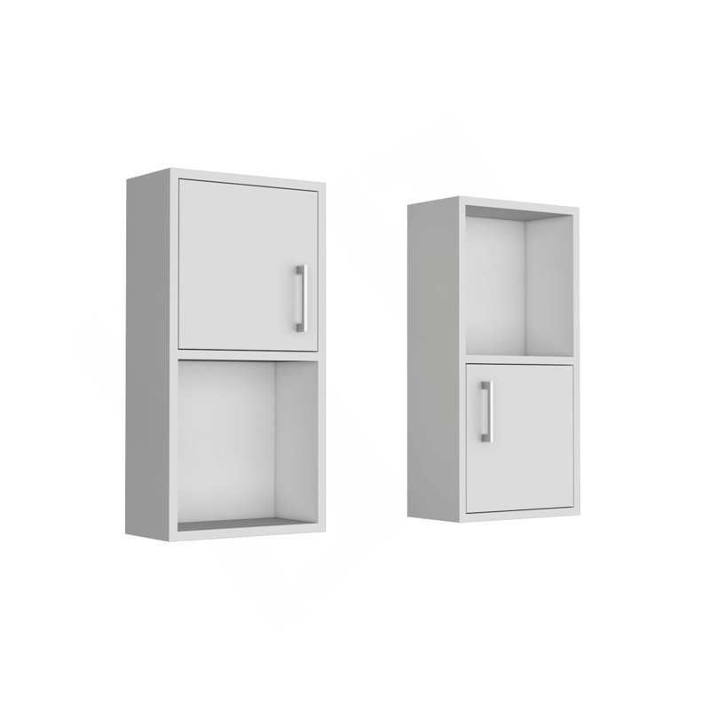 Armoire à pharmacie murale avec rangement ouvert et fermé 2 pièces Oba, Blanc