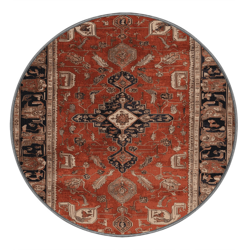 Tapis brun lavable à la machine, Rond 4 pi