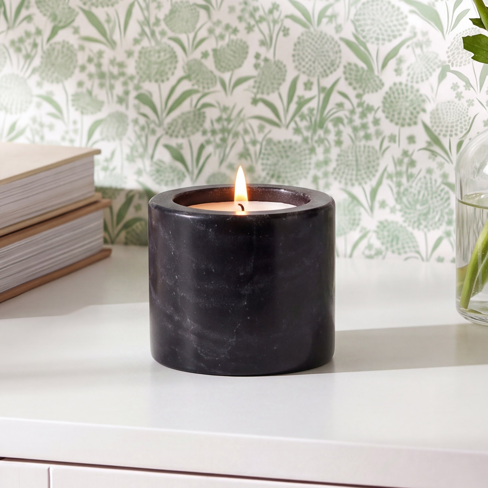 Matheson Genuine Marble Votive Holder, Black