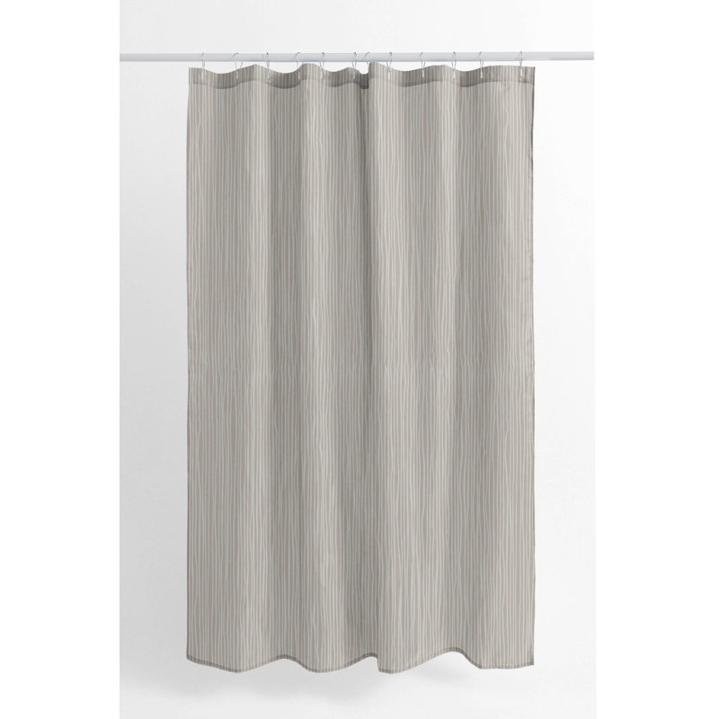 Tartan Block Ultra-Thin Lightweight Shower Curtain, Taupe Striped 5