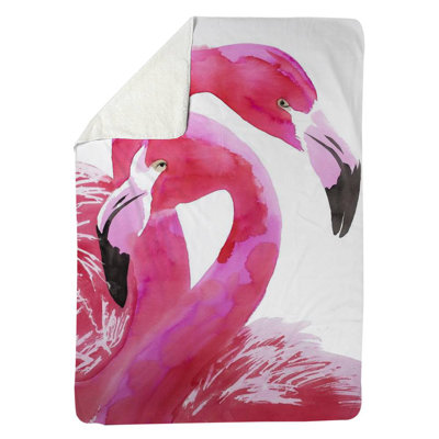 Watercolor Flamingo Love Blanket