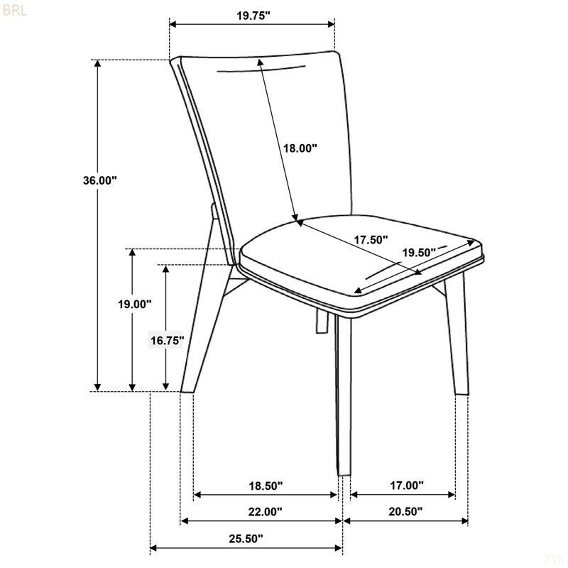 Chaise d'appoint rembourrée Jean (ensemble de 2)
