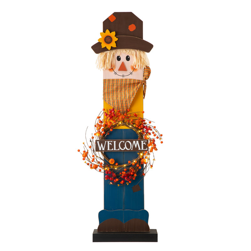 Porch Décor Thanksgiving Lighted Scarecrow Decorative Accent
