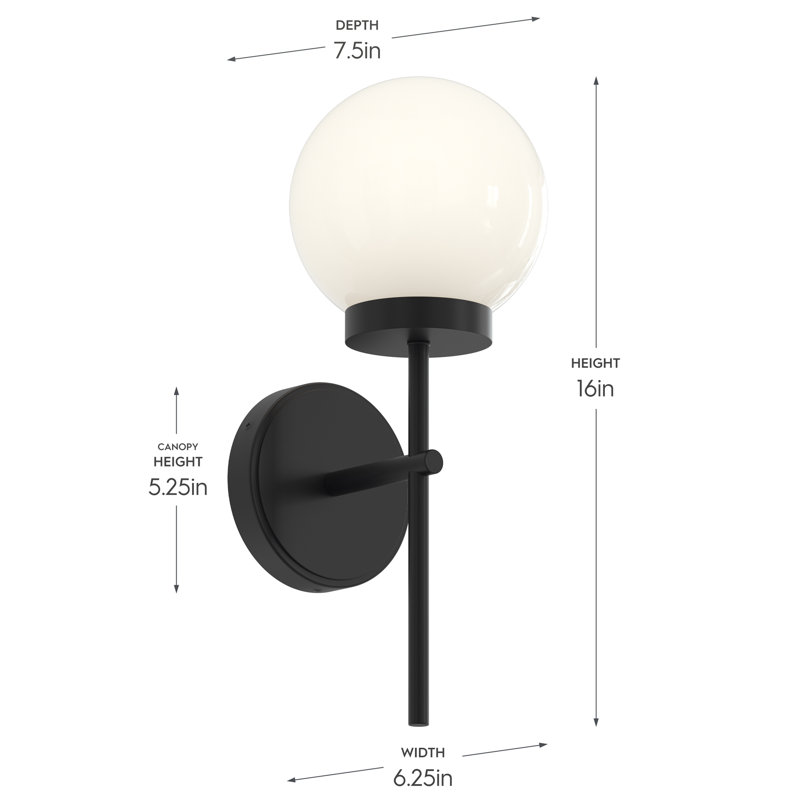 Applique murale 1 lumière noir mat Rigsby, Noir mat