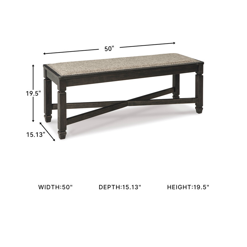 Chailey Upholstered Bench, Gray, Black