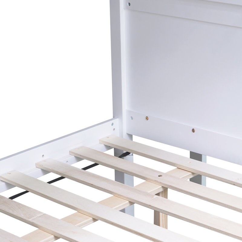 Lit superposé simple au-dessus de double avec tiroirs de rangement, glissière et tablettes - bois d'hévéa, Blanc