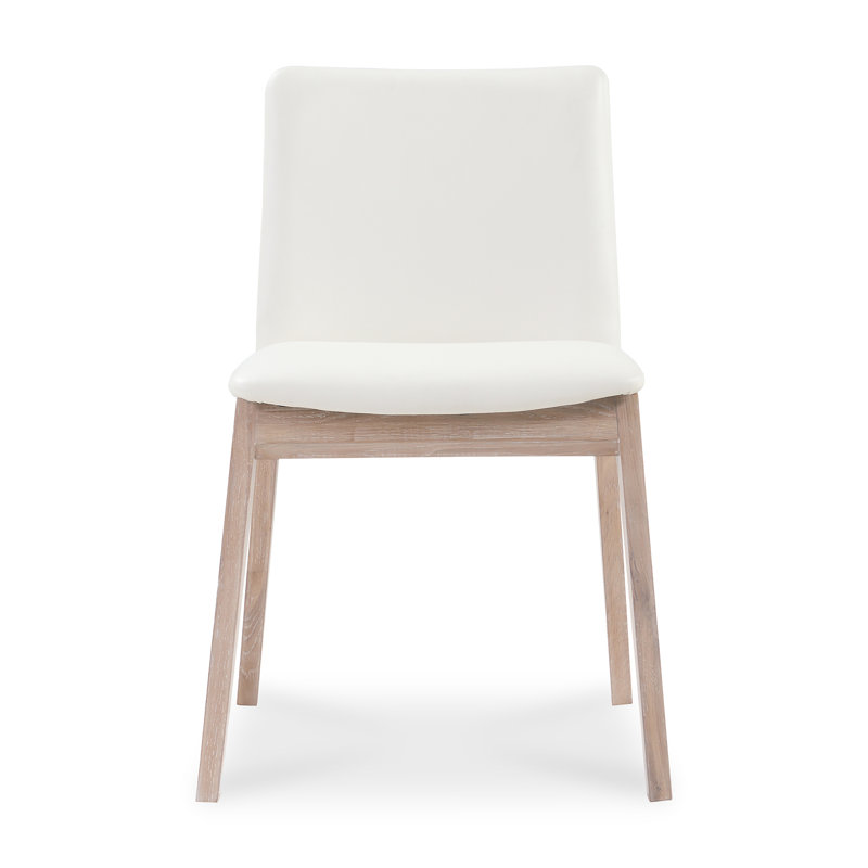 Anrey Vegan Leather Dining Chair, Cream Faux Leather, Gray