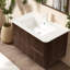Meuble-lavabo flottant et lavabo peu encombrant, meubles de salle de bain à finition noyer rétro
