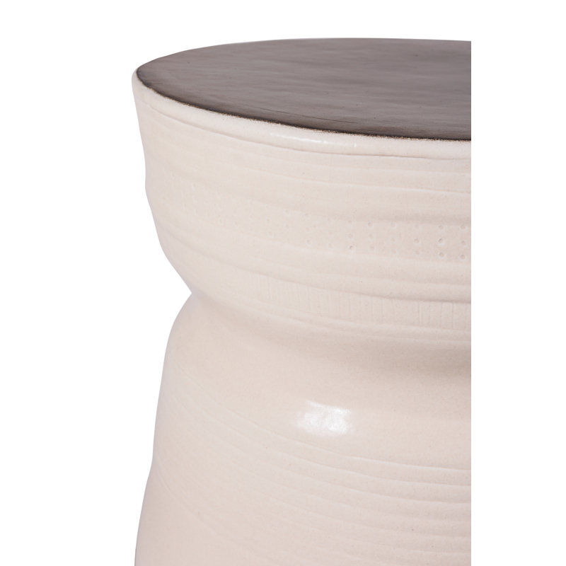 Ancaris Outdoor Round Side Table, Linen Semi Gloss