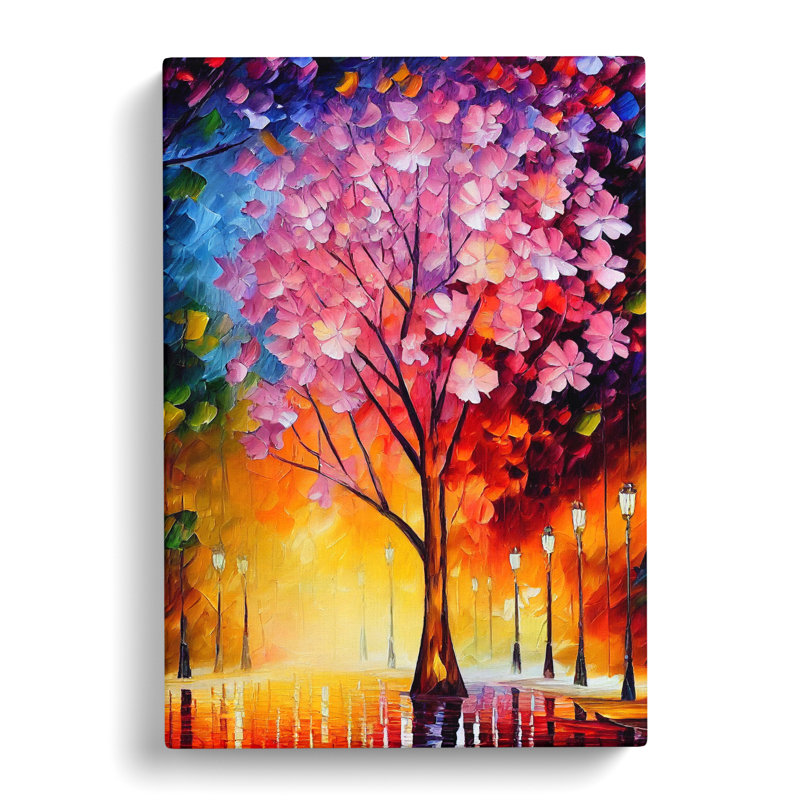 Cherry Blossom Tree in Colour - Wrapped Canvas, 76cm H x 50cm W x 3cm D