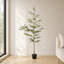 Olivier artificiel noir de 183 cm, faux grand arbre à feuilles vertes dans un pot en plastique noir pour la décoration intérieure et extérieure couverte de la maison ou du bureau-333453321