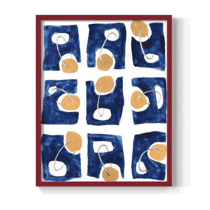 Abstract Puzzle II Framed Print - Solid Wood, Red, 21" H x 17" W