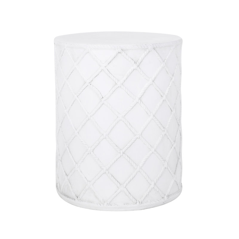 Modern Concrete Indoor Side Table - Nautical Rope Design 15.66" Square Ready To Use Chic Lightweight End With Accent 18.63" Height No Assembly Required