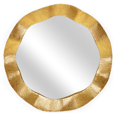 Round Metal Framed Wall Mounted Accent Mirror in Gold