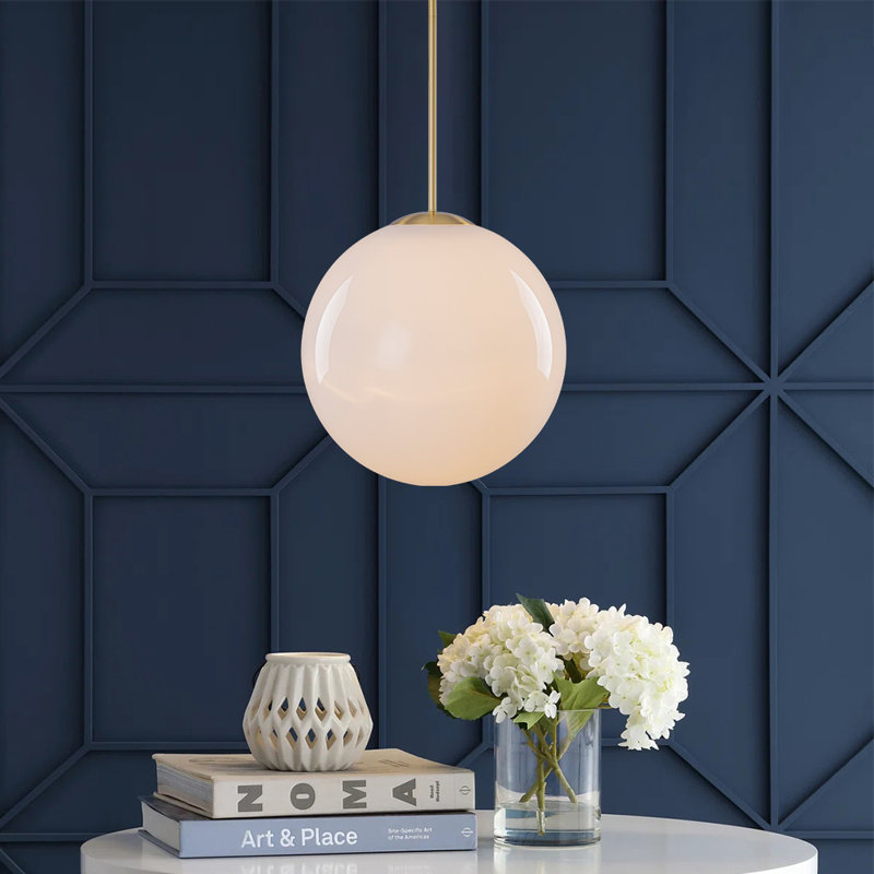 Contemporary Chic Single-Light Opal Glossy Glass Orb Pendant