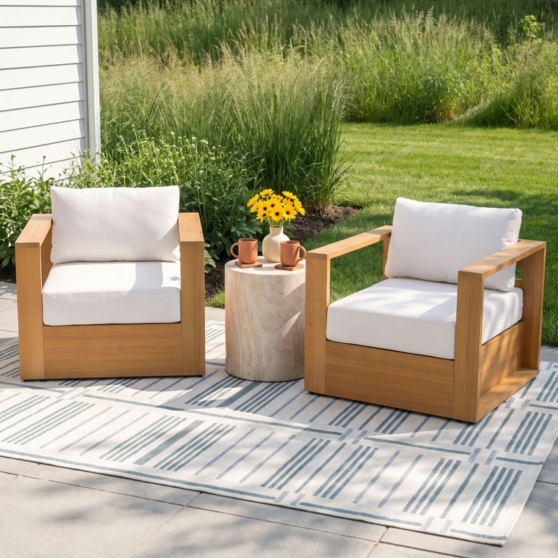 Emmett Solid Eucalyptus Wood Patio Armchair