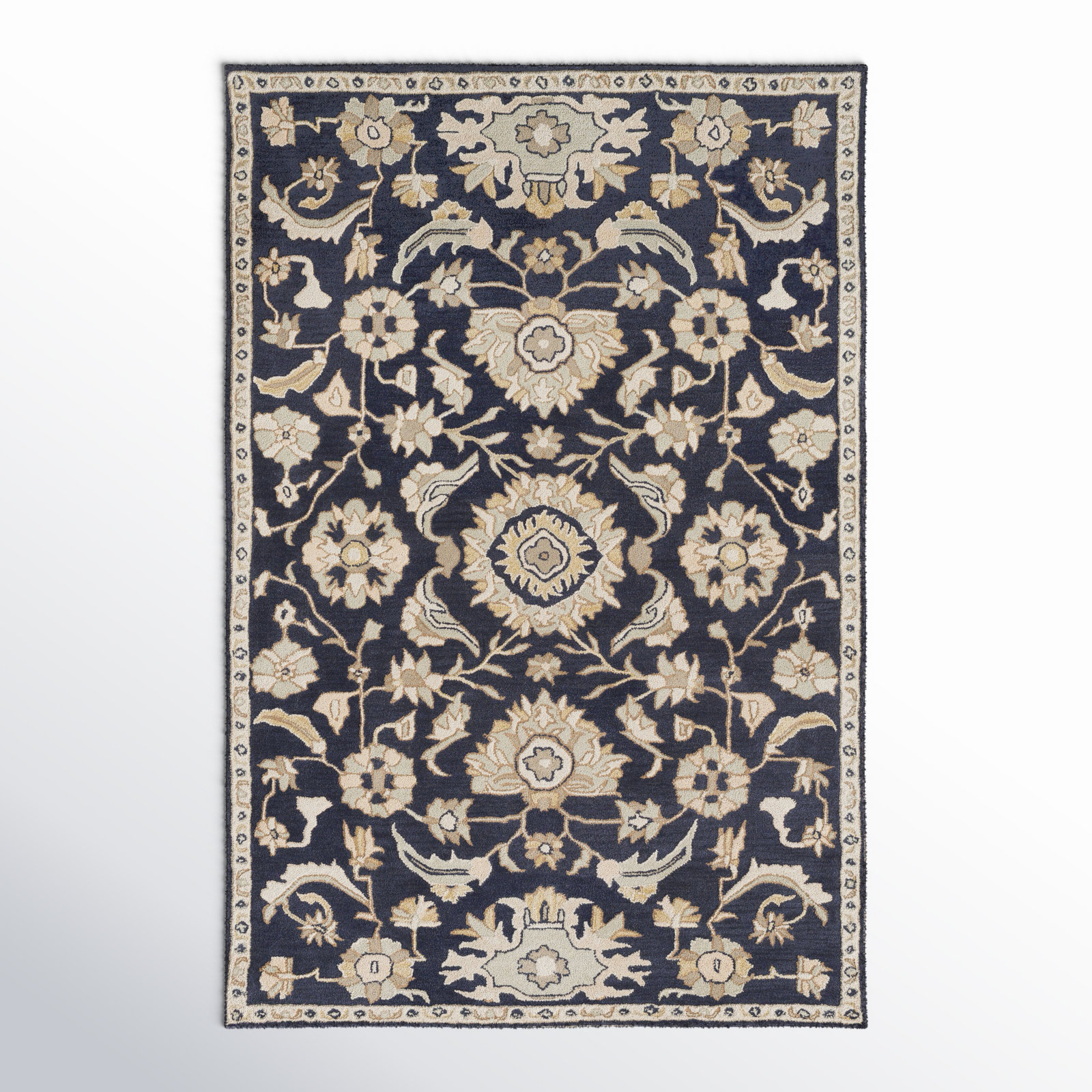 Arden Handmade Wool Pale Blue, Beige, Olive, Charcoal, Tan Rug, Rectangle 4' x 6'