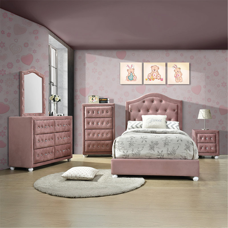 Pink 2-Drawer Nightstand