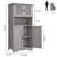 Armoire de rangement pour salle de bain, armoire de cuisine avec portes en verre et tablettes réglables, armoire à linge autoportante 50,4 po, armoire en bois, armoire de plancher pour le salon, blanc-418394802