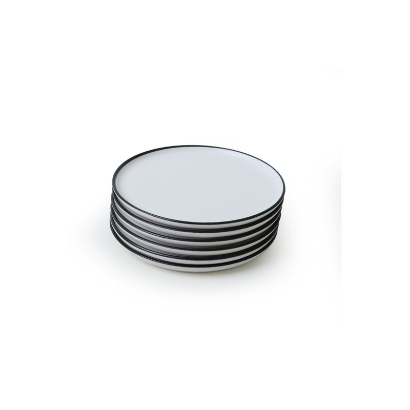 Ensemble de service à gâteaux élégant (6 pièces), blanc mat, 8,7 pouces | 100% grès, antibactérien et écologique | Va au lave-vaisselle et au micro-ondes, surface facile à nettoyer, parfaite pour les fêtes et les occasions spéciales