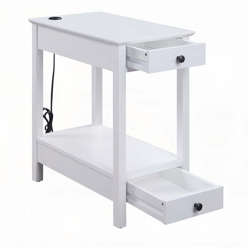 Table d'appoint blanche avec rangement USB