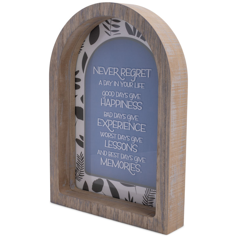 Framed Arch Never Regret Gray 9x13